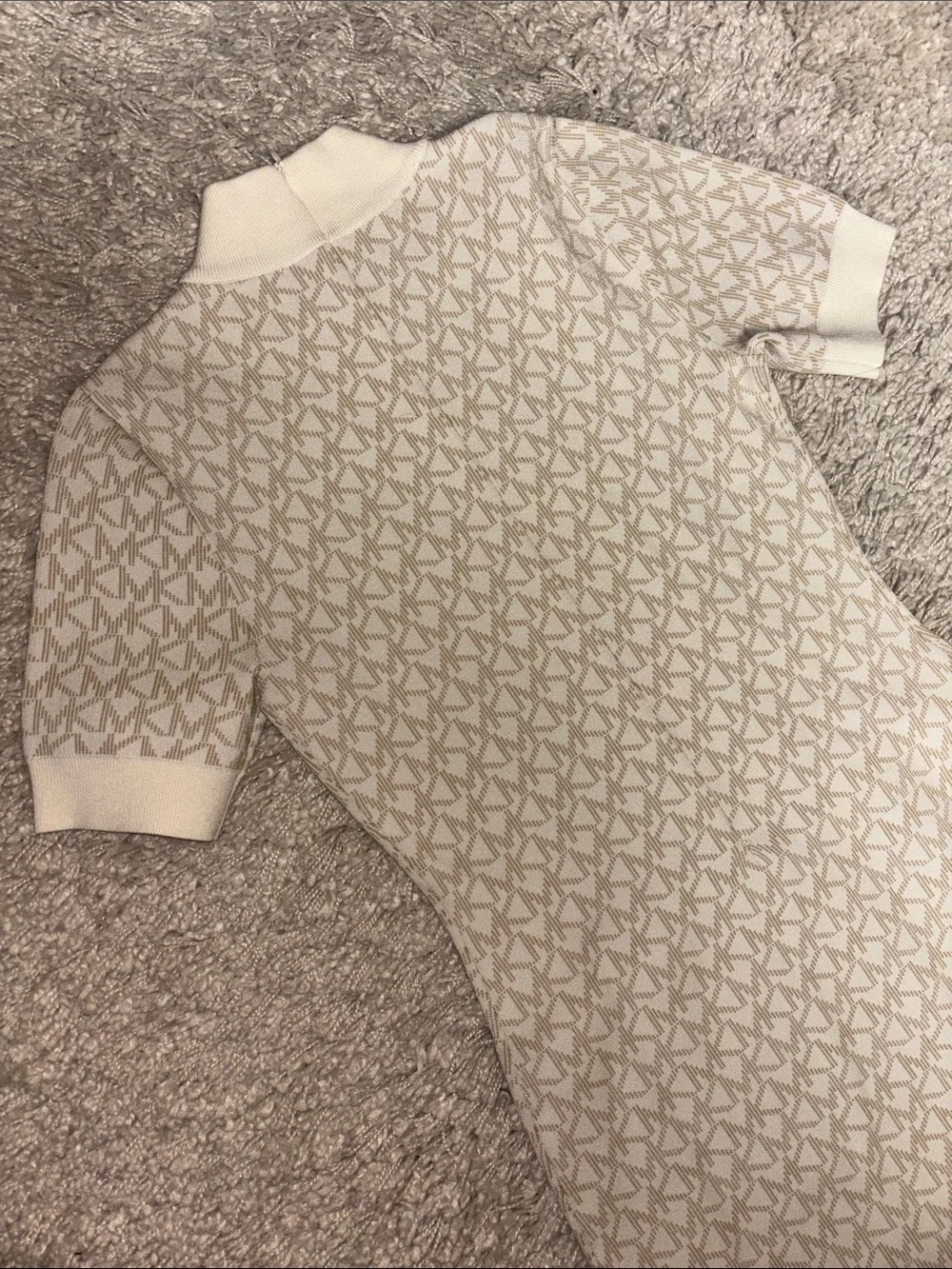 Michael Kors Cream & Beige Logo Knit Mini Dress